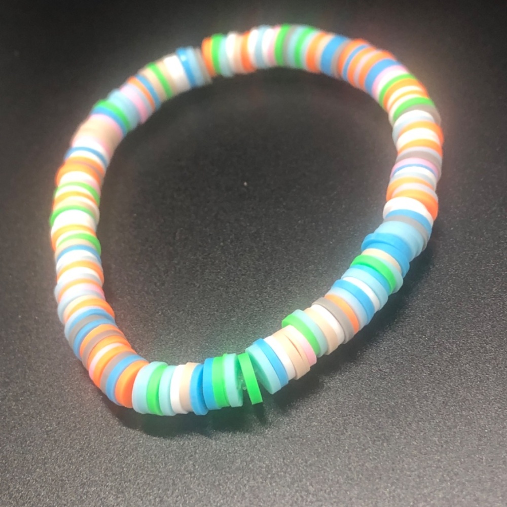 Seaside Blue Bliss Multi Color Stackable Clay Bead Surfer Bracelet